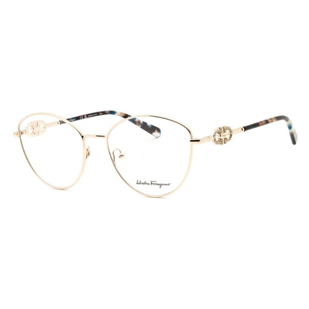 Salvatore Ferragamo Eyeglasses Cat Eye Full Rim, Light Gold Frame and Clear